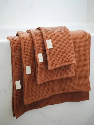 Waffle Linen Bath Towels / Soft linen towels